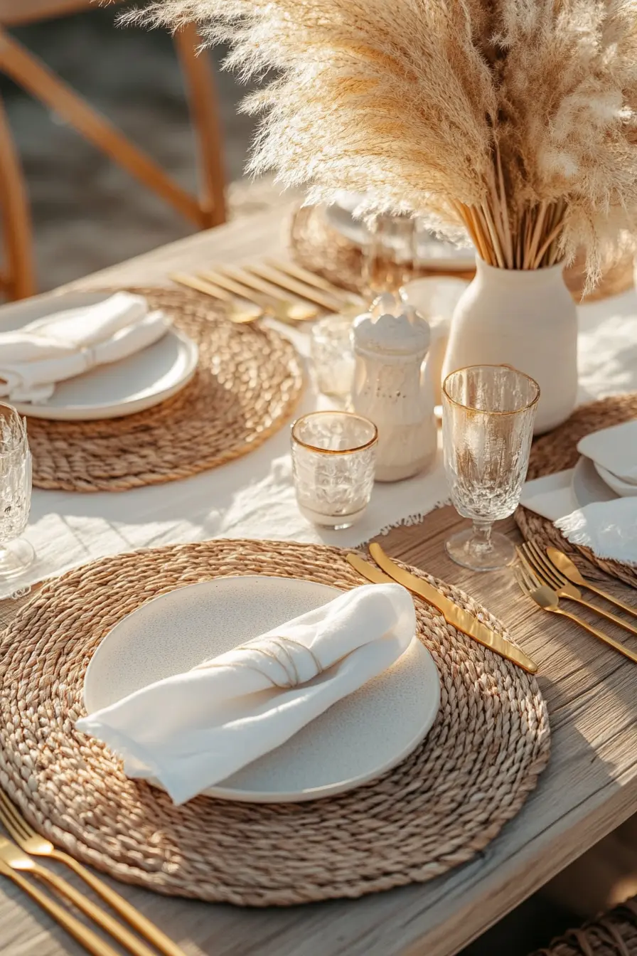 Boho Rattan & Linen Setting