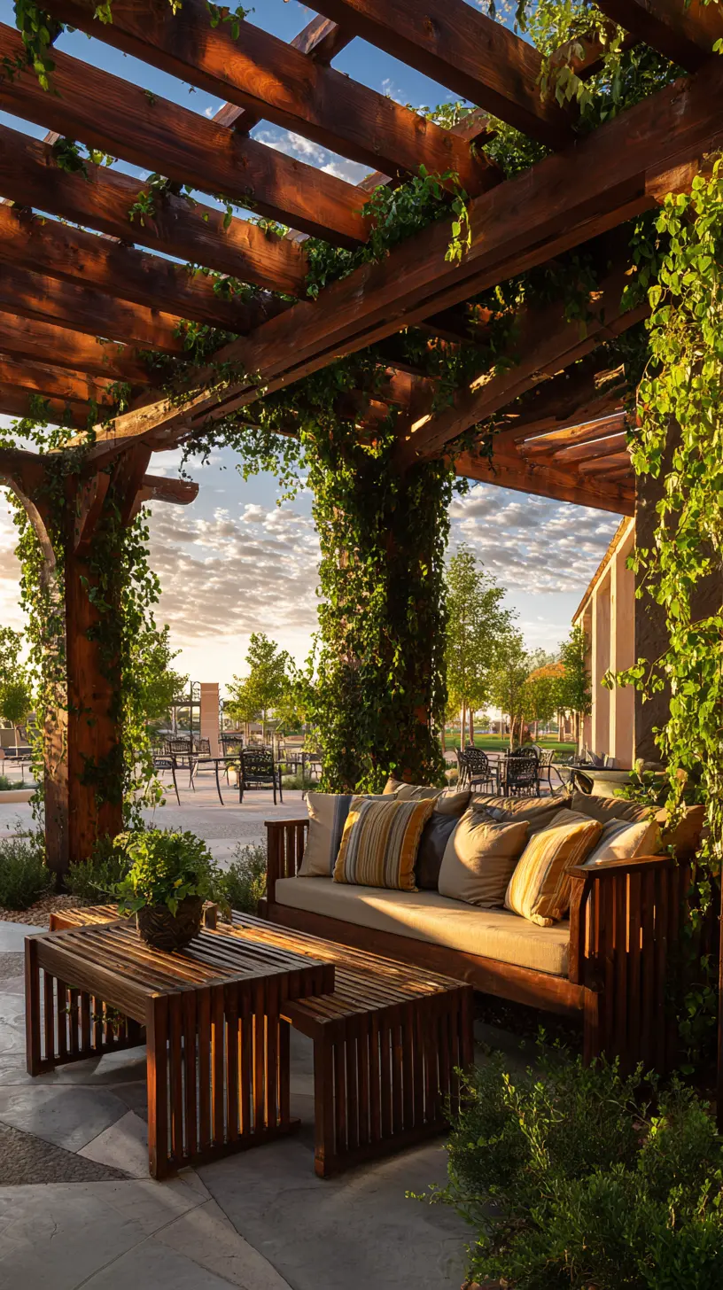 Classic Wooden Pergola with Climbing Vines