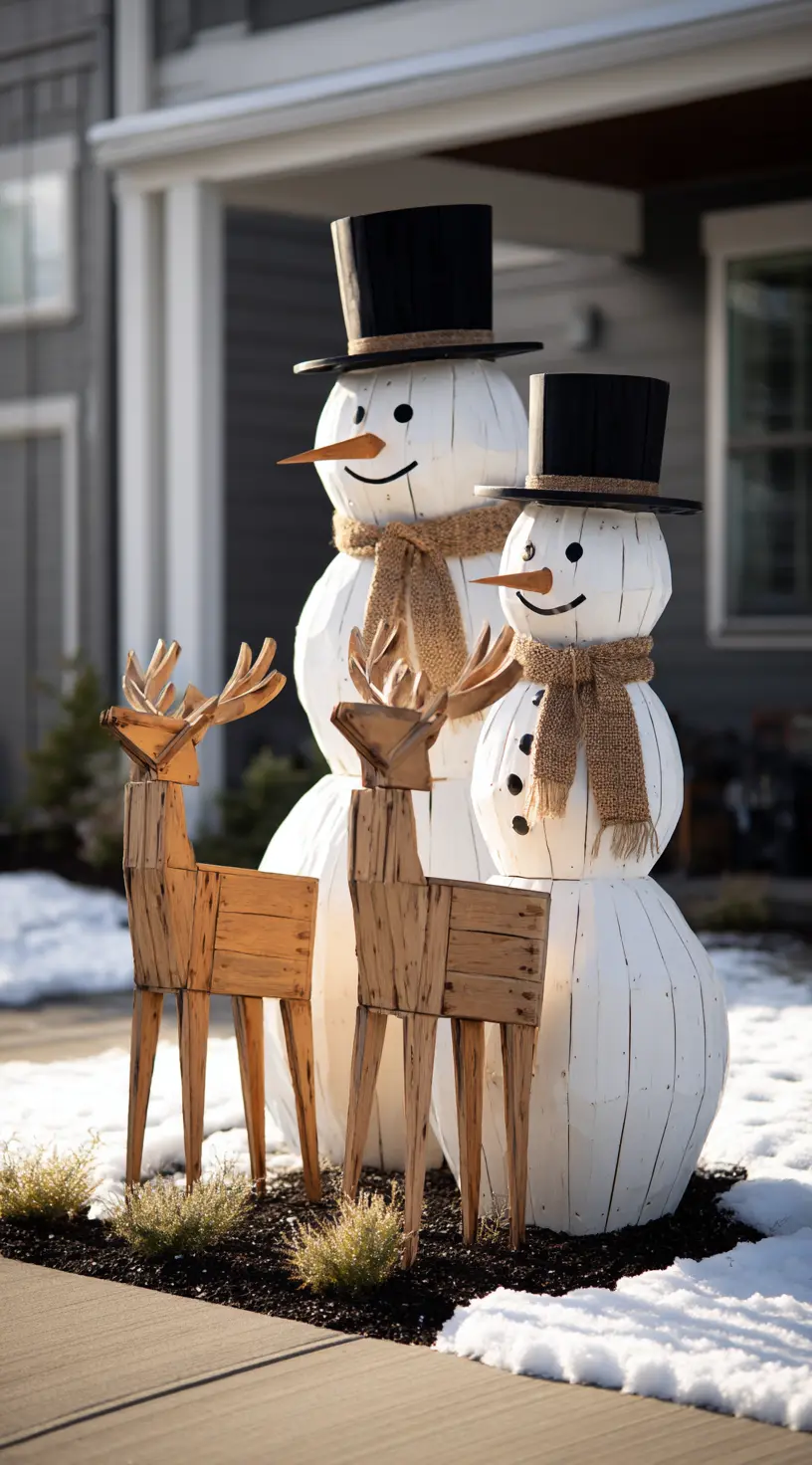 Festive Wooden Snowmen