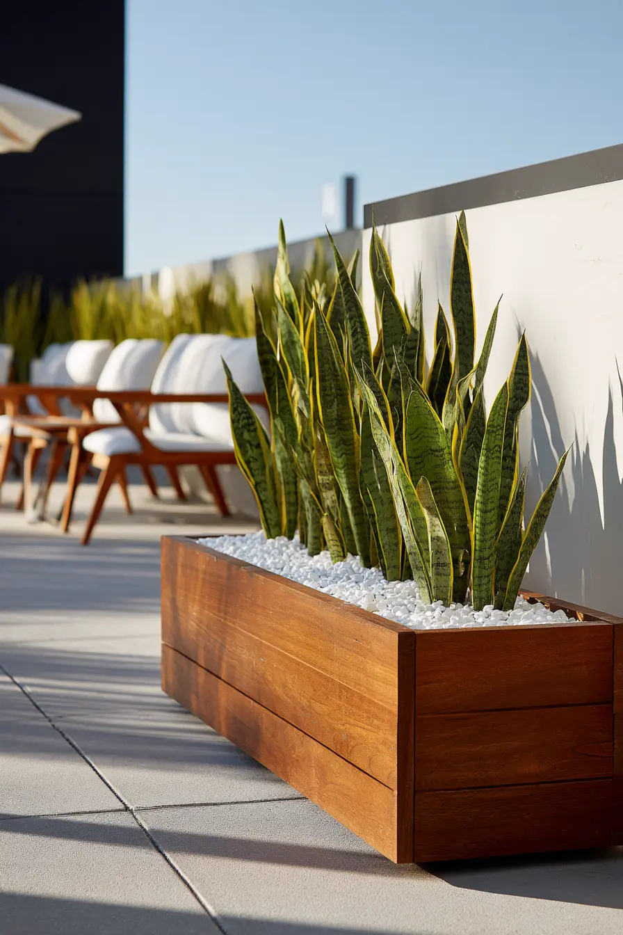 Modern Slatted Wood Planter