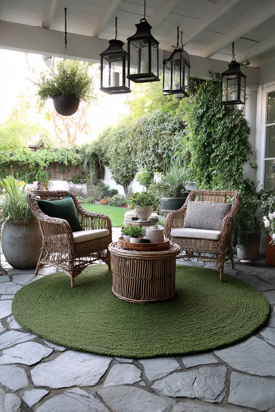 Nature-Inspired Patio Decor with Earthy Tones