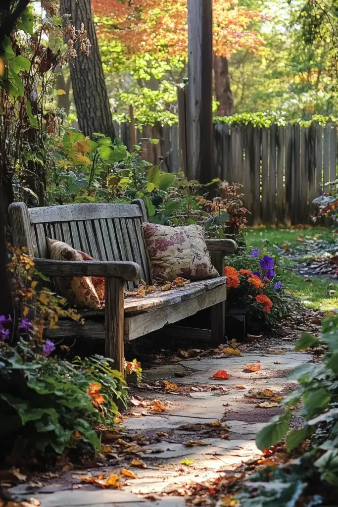 Rustic Wood Bench Retreat