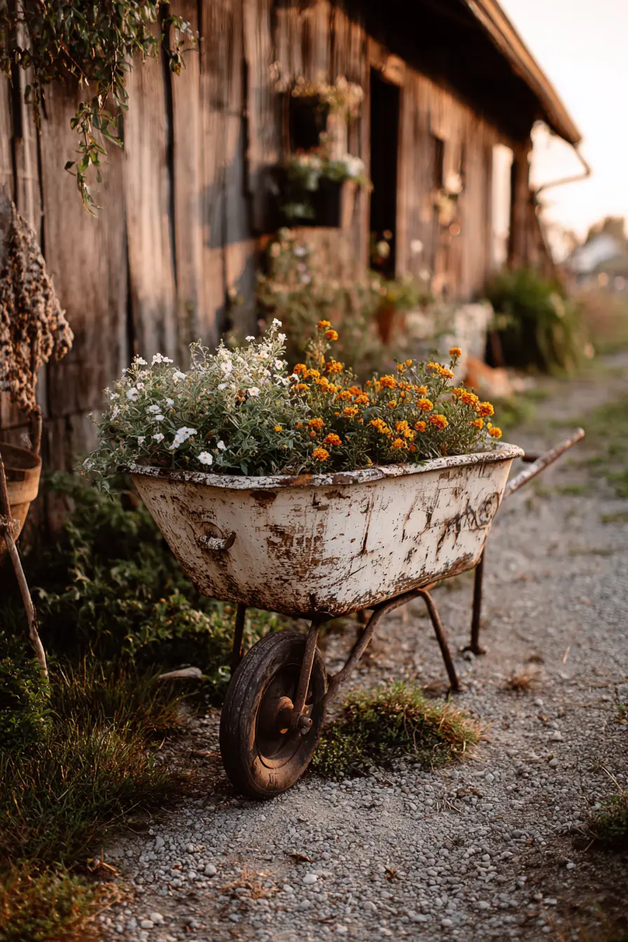 Vintage Farmhouse Wheelbarrow