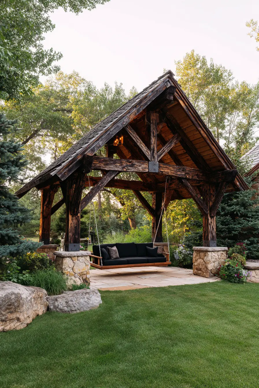 Pavilion with Swing Seating for a Relaxing Touch
