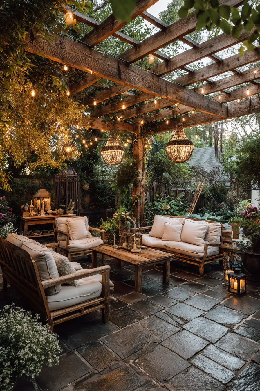 Rustic Patio with Wooden Accents