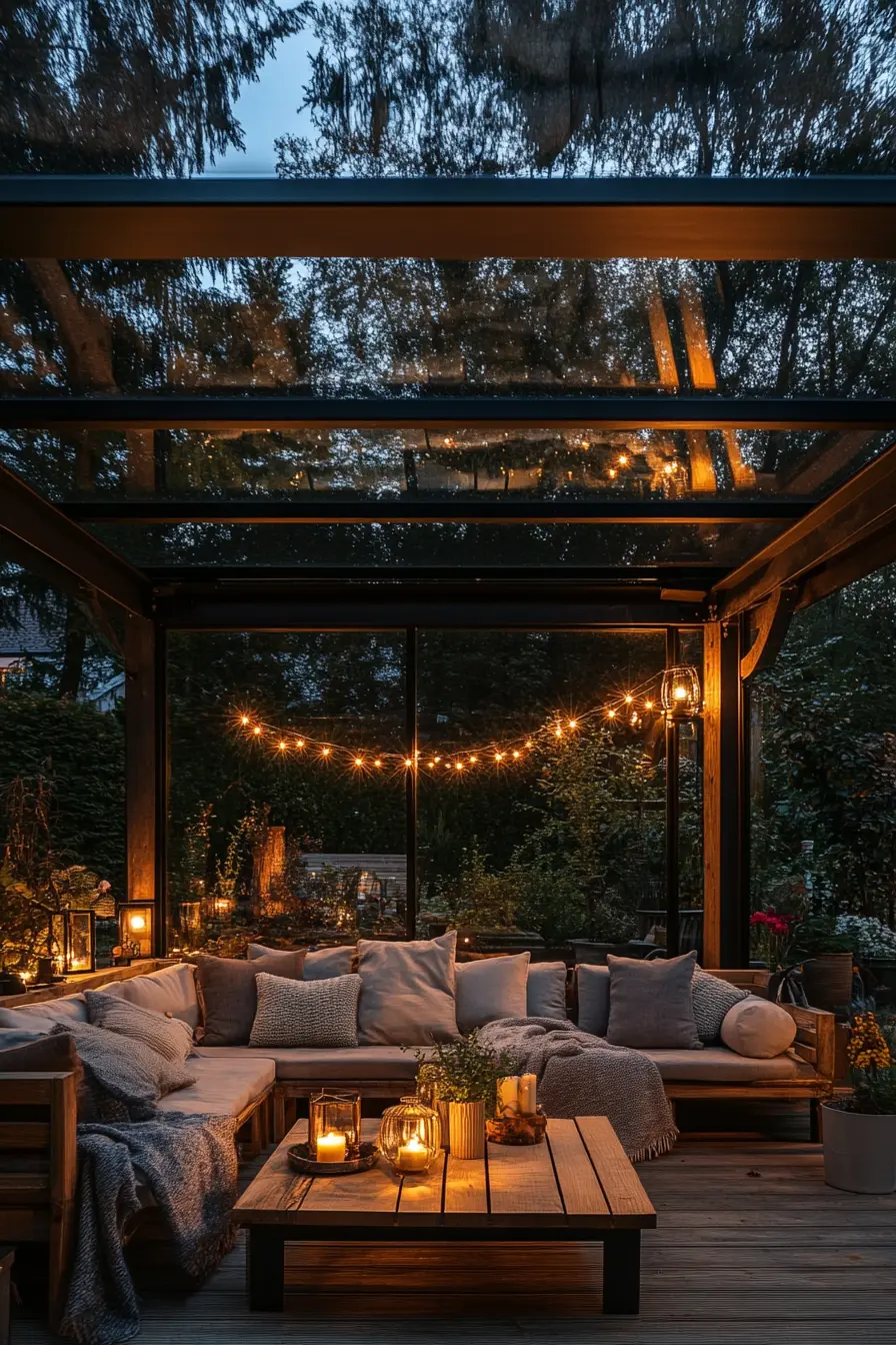 Glass-Top Pergola for Stargazing