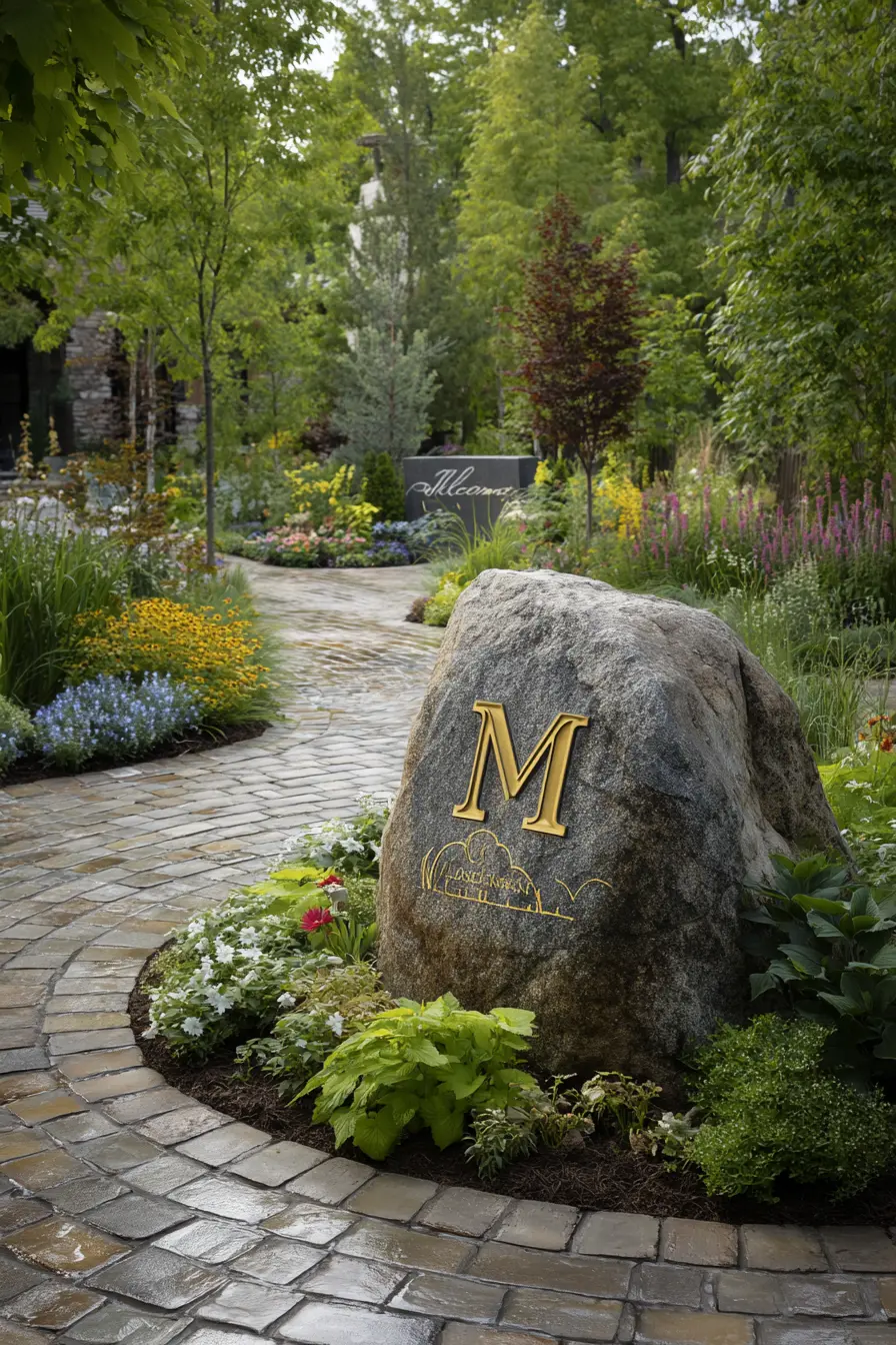 Monogrammed Rock Decor for Gardens