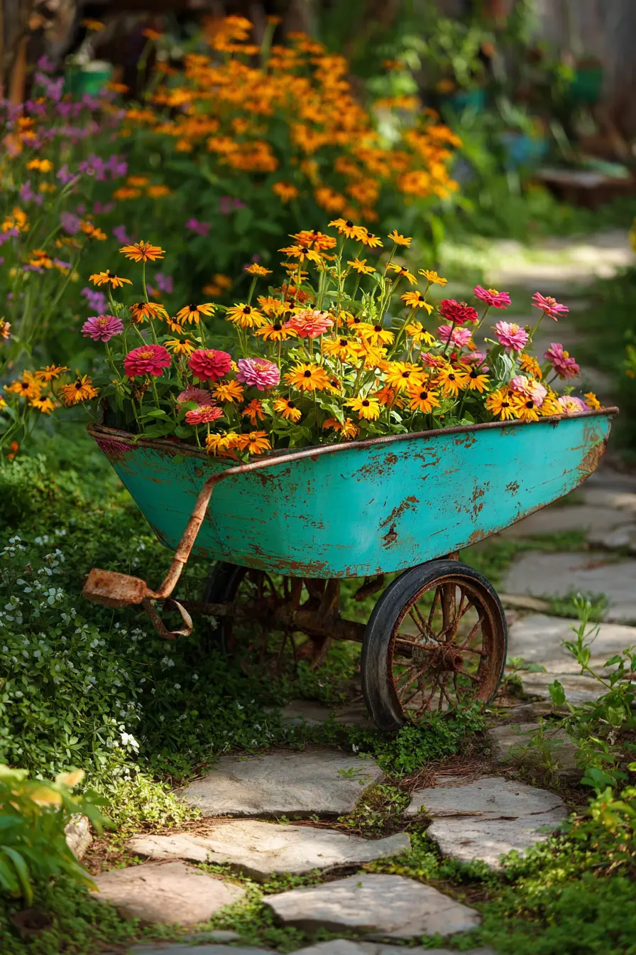 Painted Wheelbarrow Planter