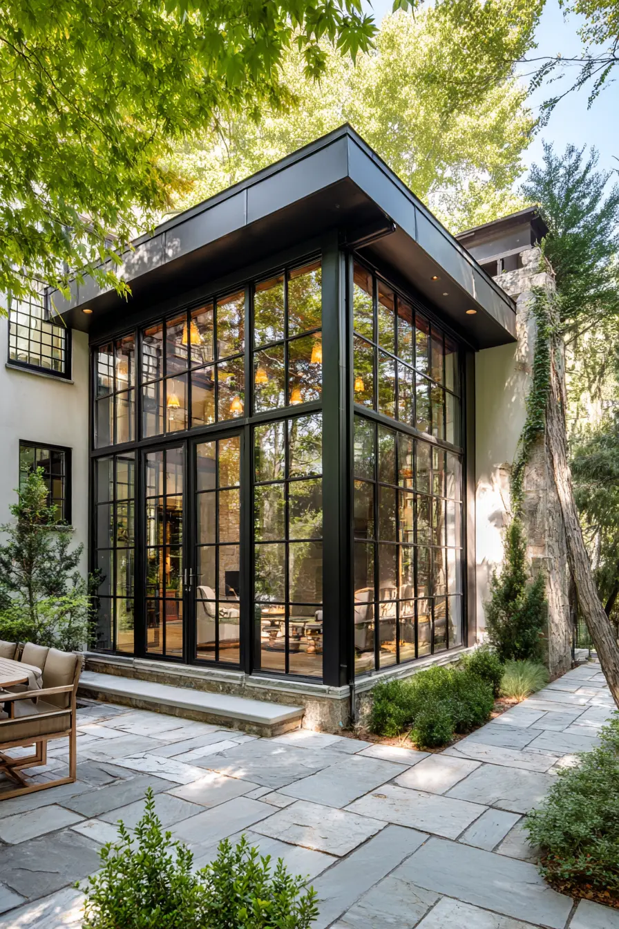 Pavilion with Glass Walls for a Sunroom Effect