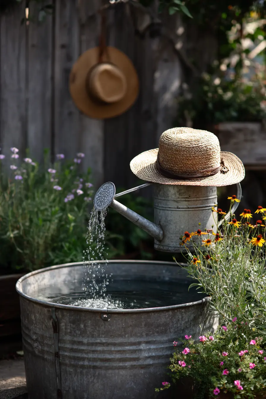Repurposed Watering Can Fountain