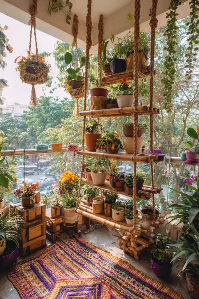 Suspended Bamboo Shelf Garden