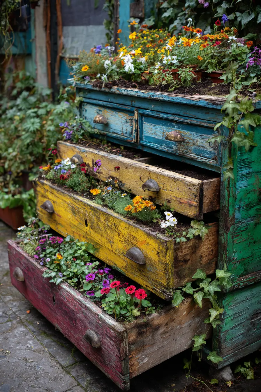 Upcycled Dresser Drawer Garden