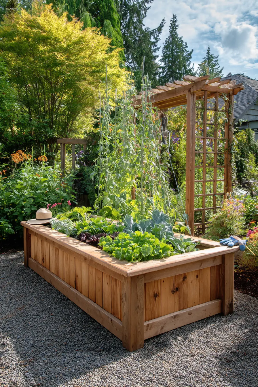 Cedar Raised Bed with Bench Edges