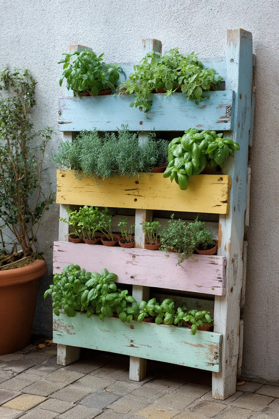 Herb Garden in a Pallet Frame