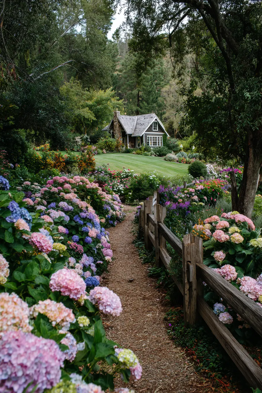Hydrangeas in a Cottage Garden