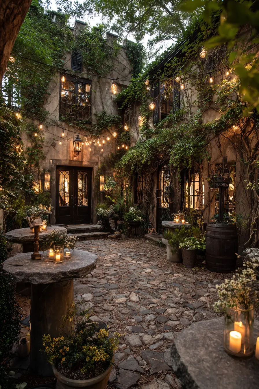Whimsical Patio with Fairy Lights