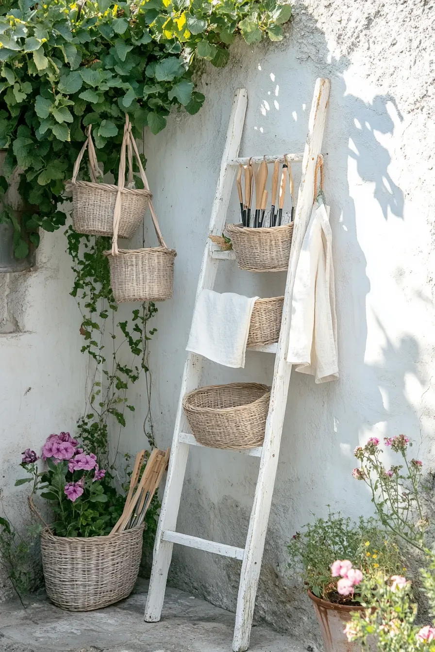 Ladder Shelf with Baskets