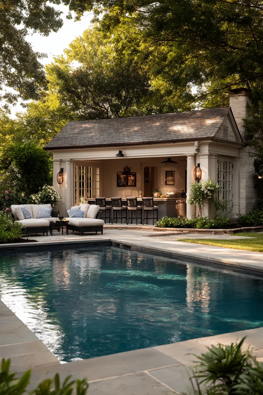 Pool House with Outdoor Kitchen