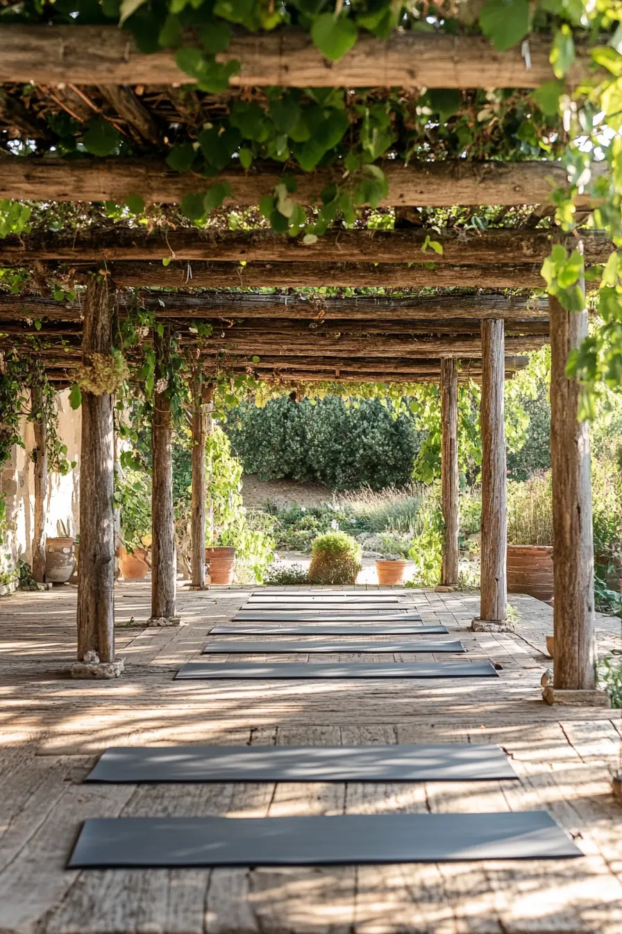 Rustic Wooden Pergola Yoga Space