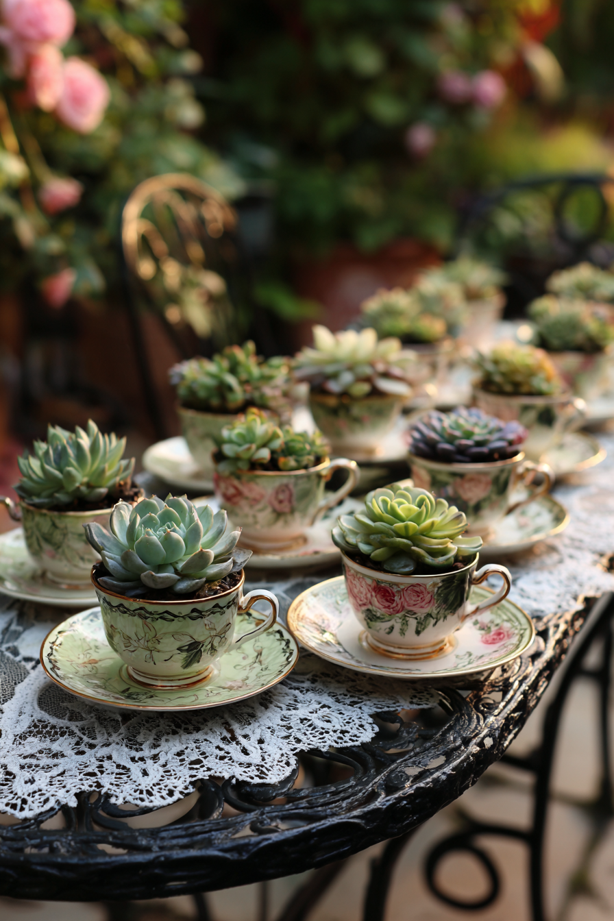 Teacup and Saucer Succulent Display