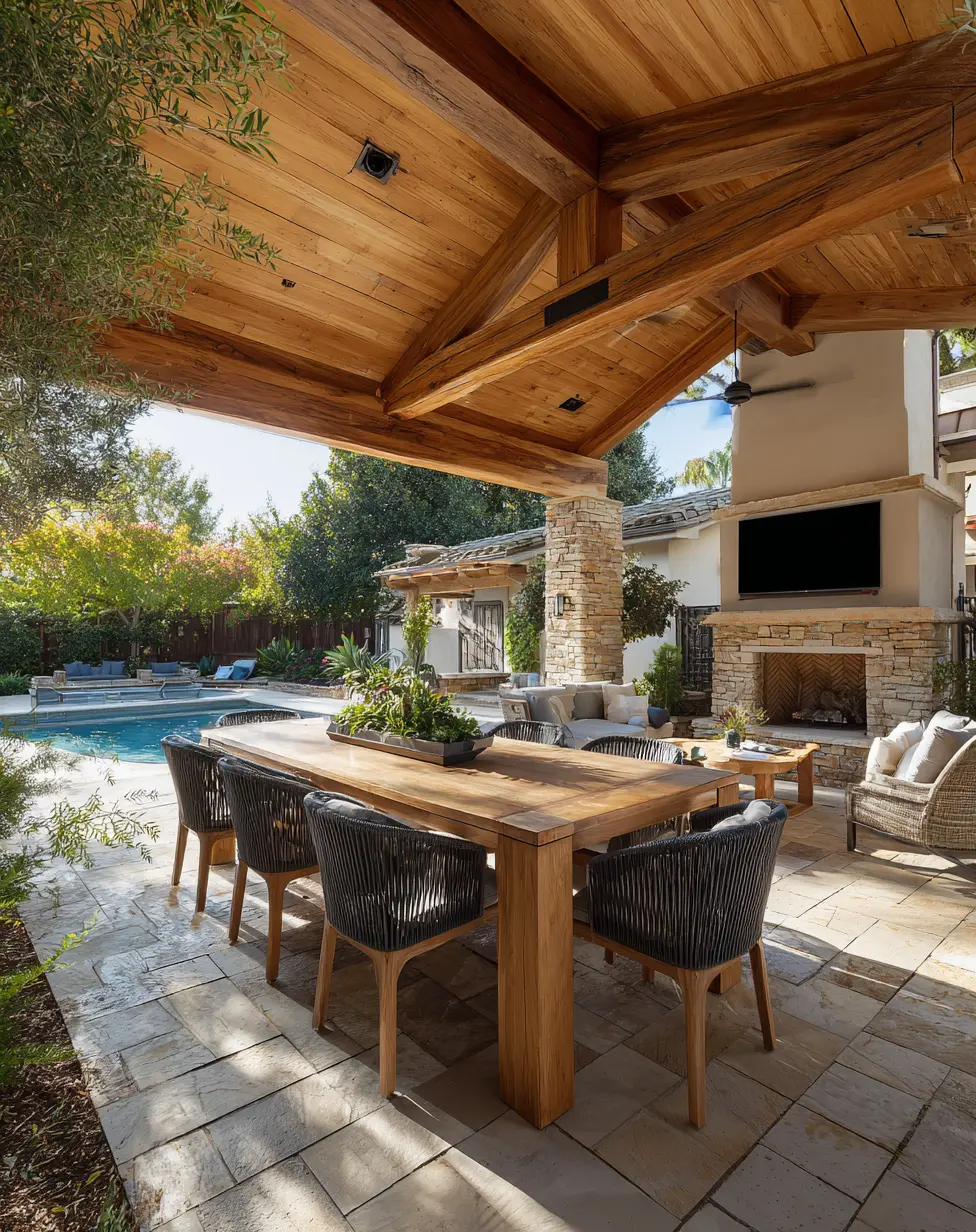 Cedar Shake Roof with Stone Pavers