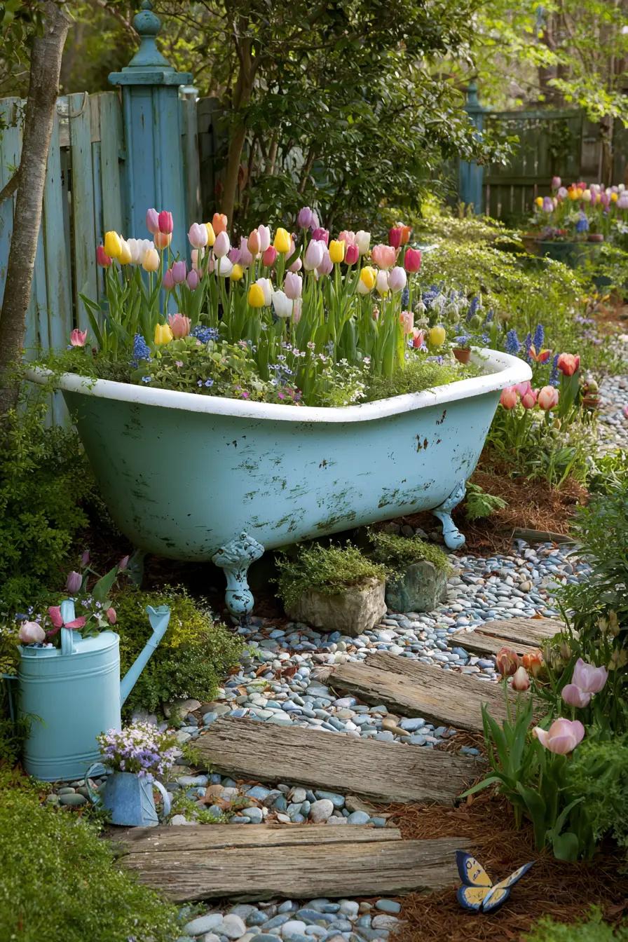 Recycled Bathtub Raised Planter