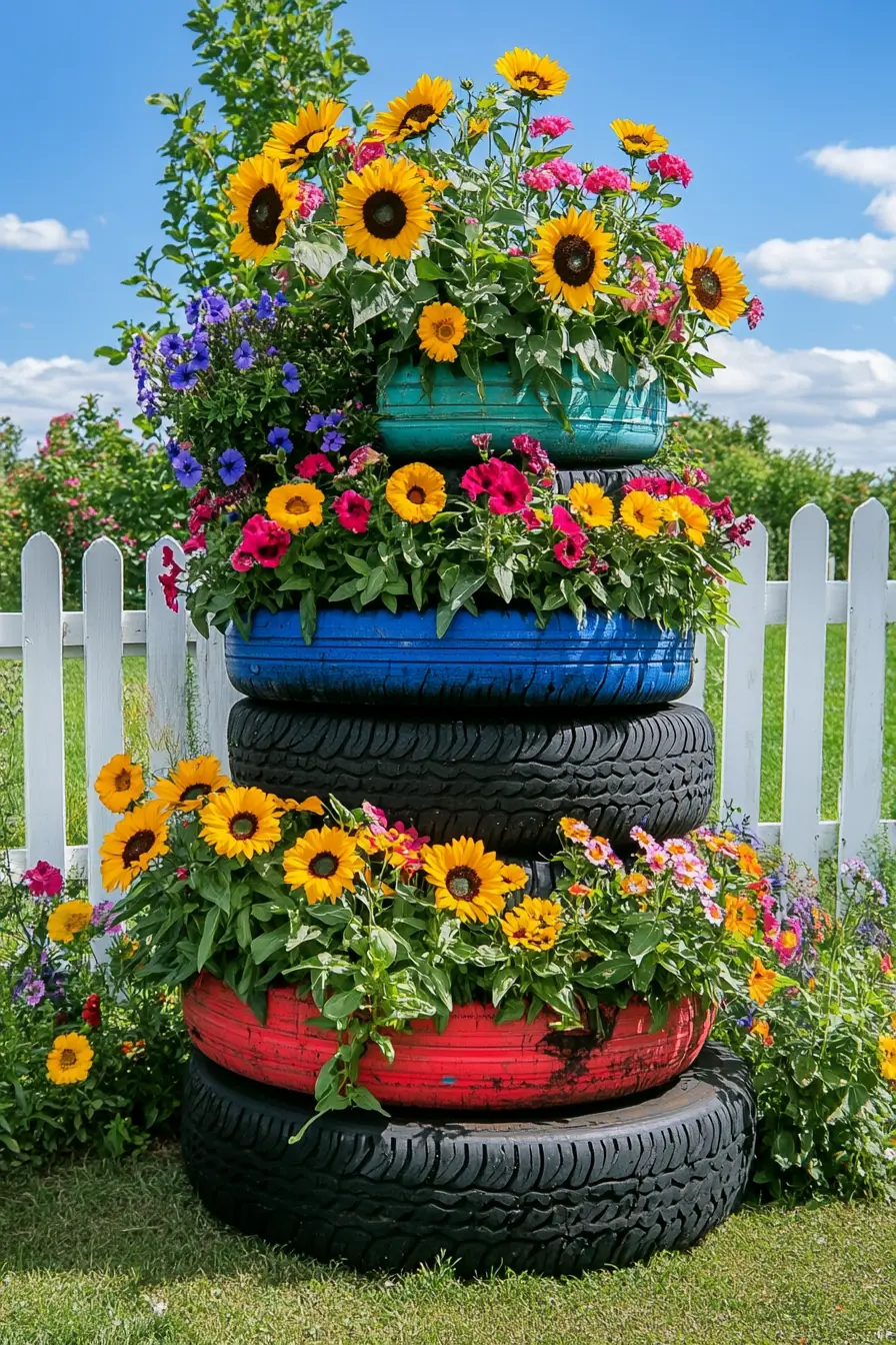 Recycled Tire Planter Stack