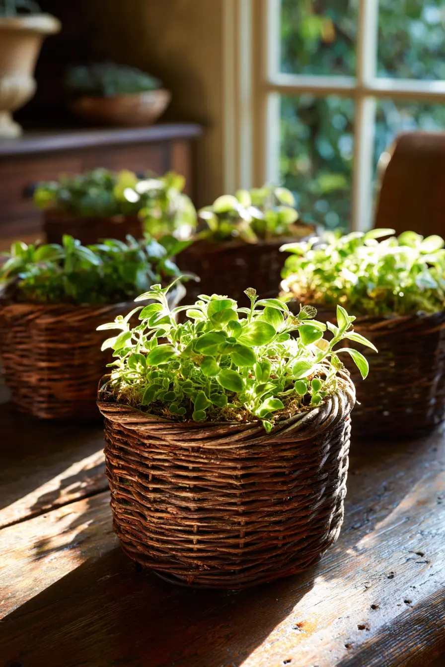 Woven Willow Basket Planter