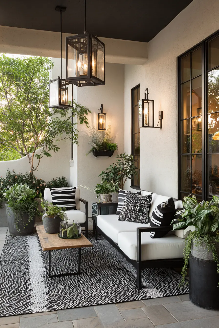 Geometric Metal Lanterns in a Repeating Pattern