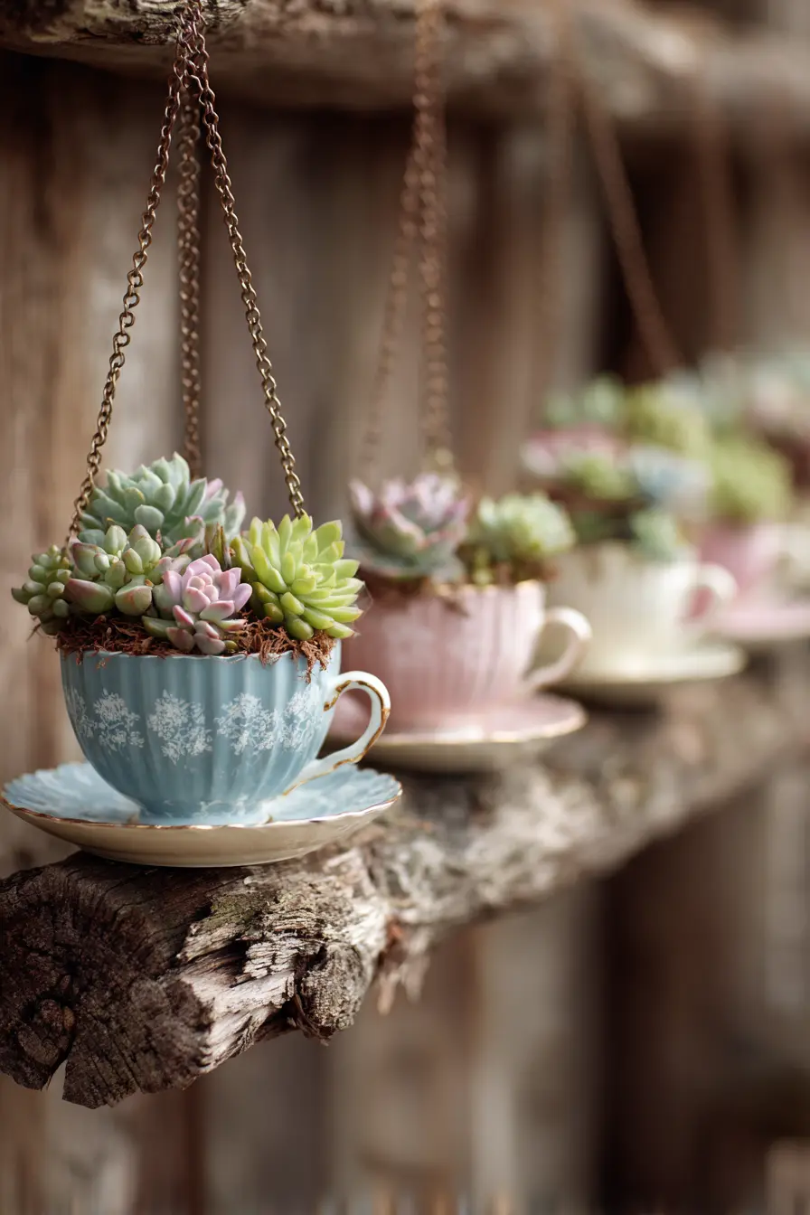 Hanging Tea Cup Garden