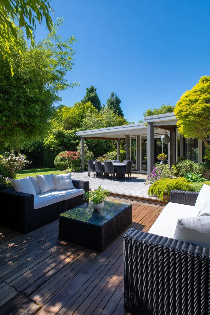 L-Shaped Patio with Cantilevered Roof