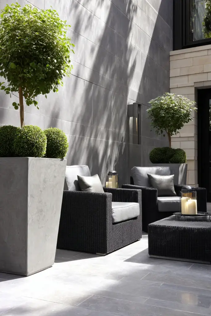 Minimalist Concrete Planter Patio