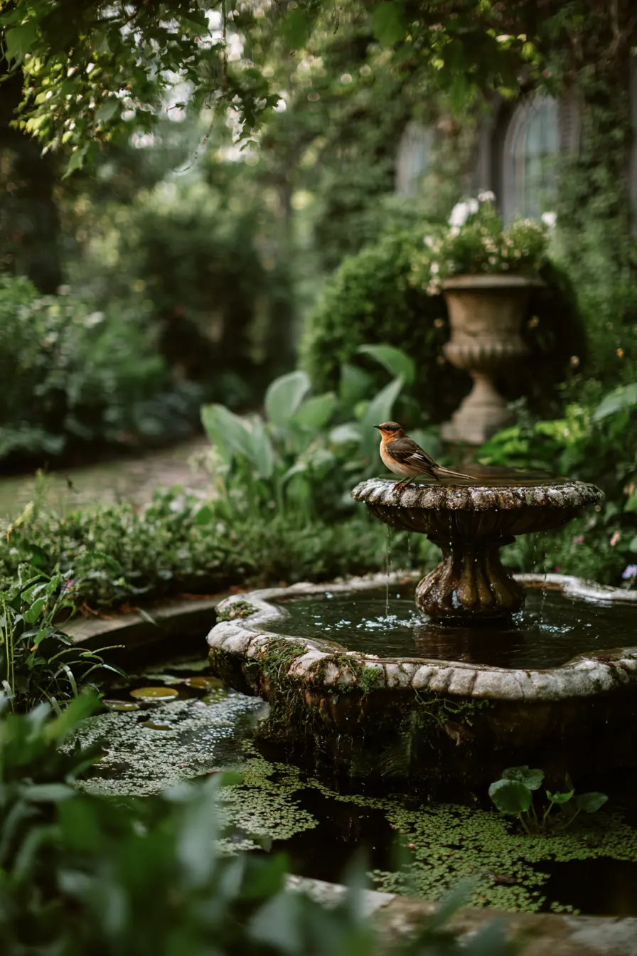 Stone Bird Bath Decor