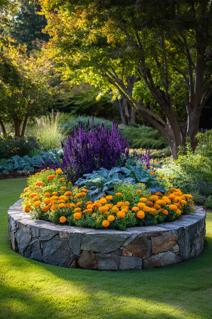 Stone-Lined Planter Bed