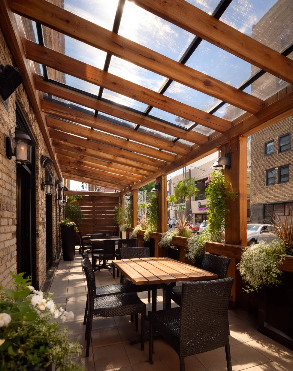 Polycarbonate Roof with Pergola Accent