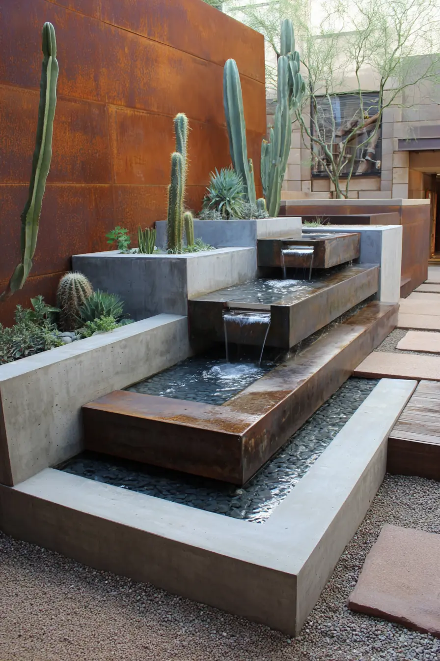Tiered Concrete Pavers Fountain