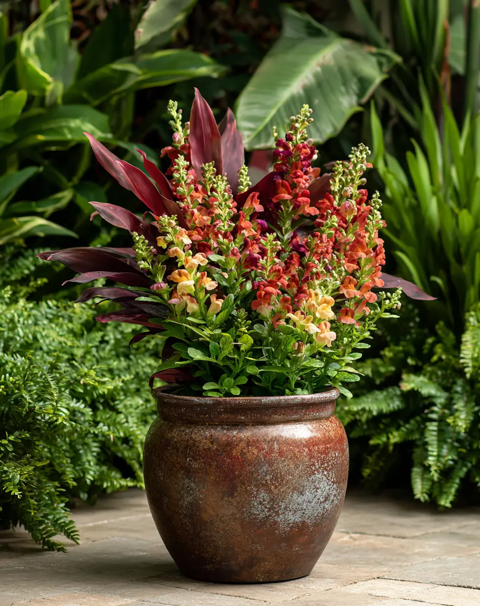 Coleus and Herbs Container Garden