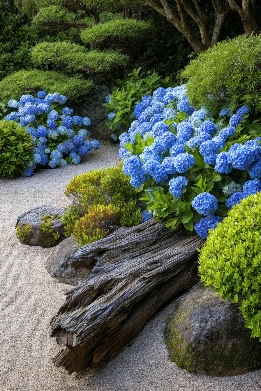Delicate Driftwood and Hydrangea Combination