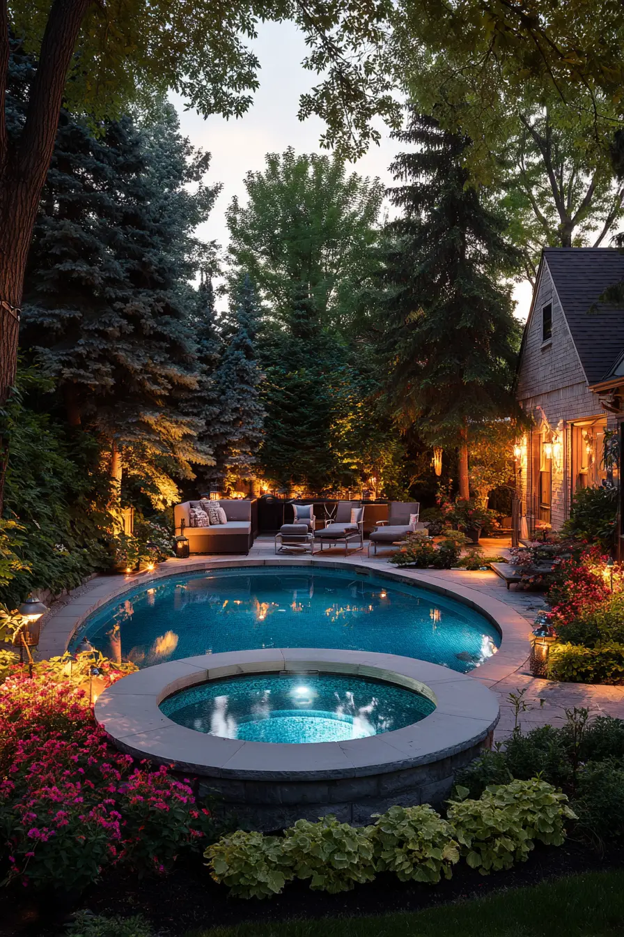 Elevated Hot Tub and Semi Inground Pool Combo