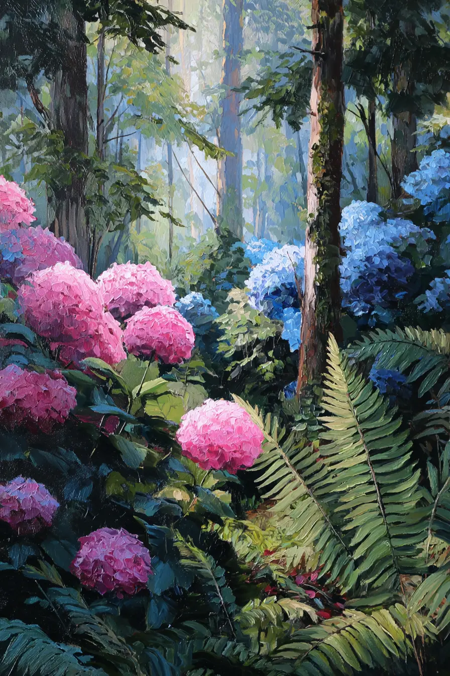 Hydrangea and Fern Understory