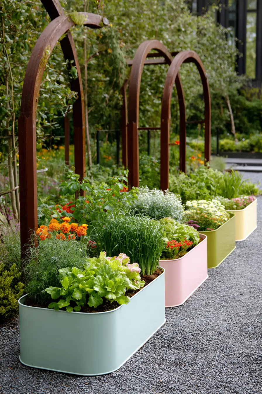 Painted Metal Raised Troughs