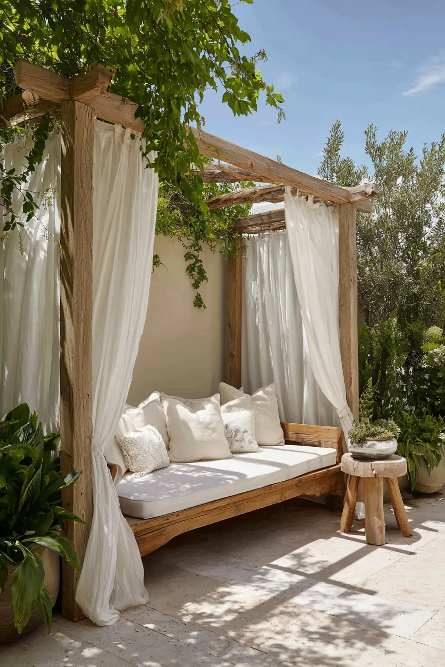 Patio Daybed with Canopy and Drapes