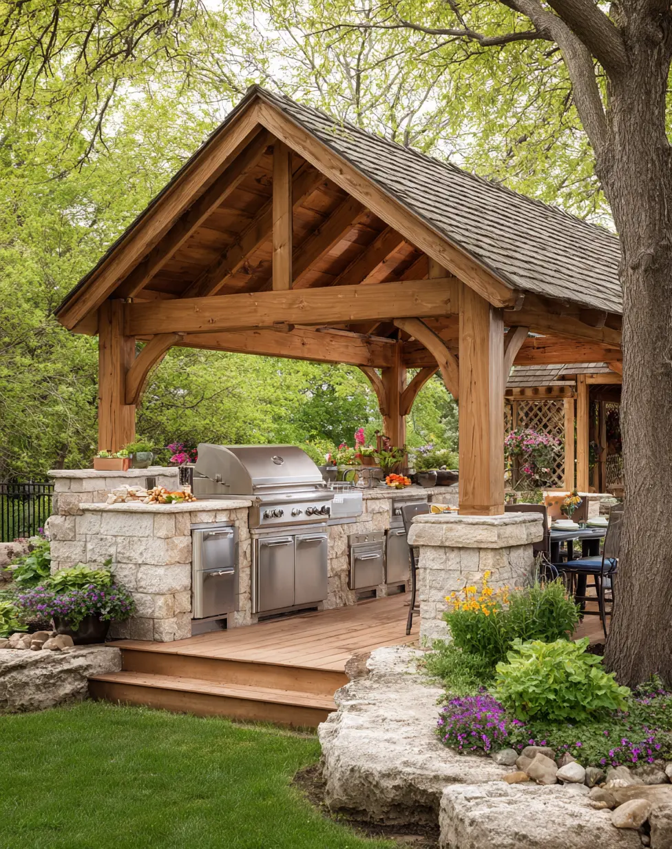 Shingle Roof with Outdoor Kitchen