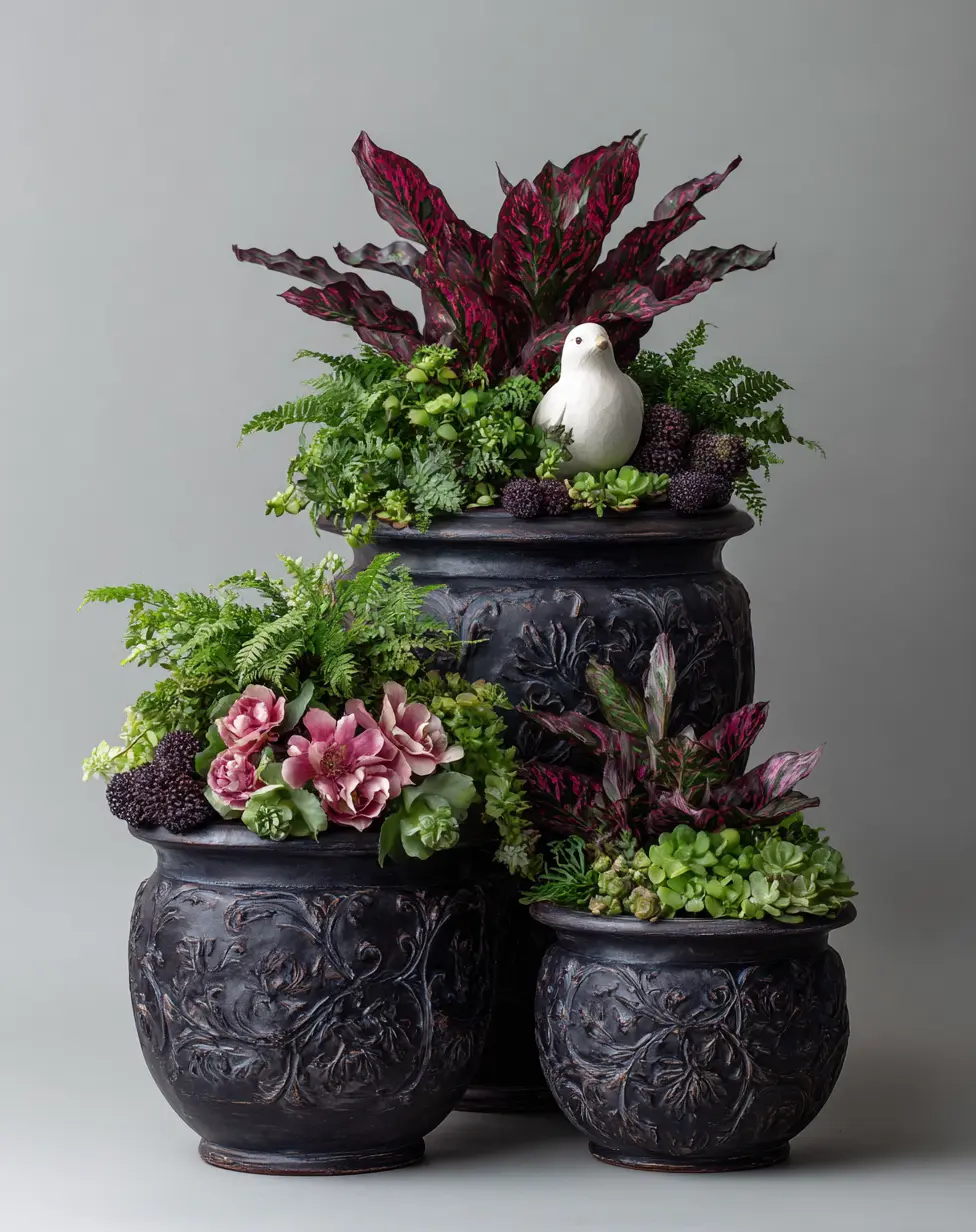 Edgy Elegance: Design a Coleus Container with Black and White Accents