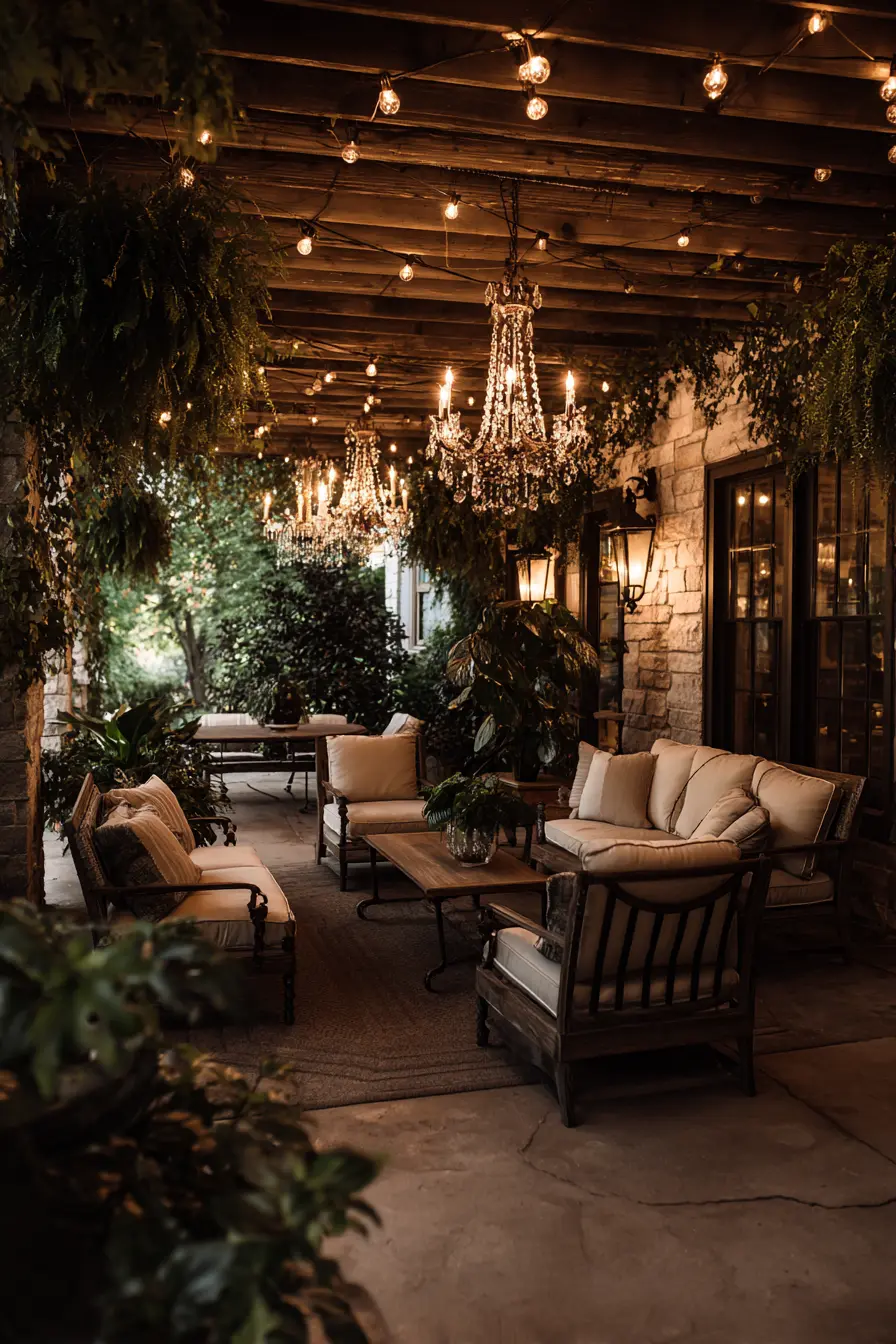 Elegant Entertaining Space with Chandeliers