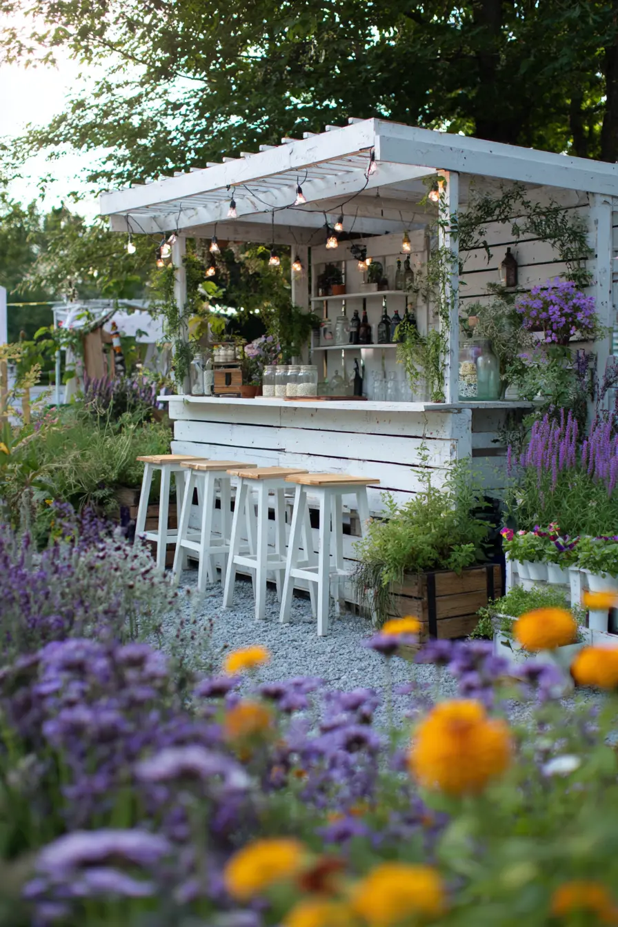 Garden with DIY Pallet Bar