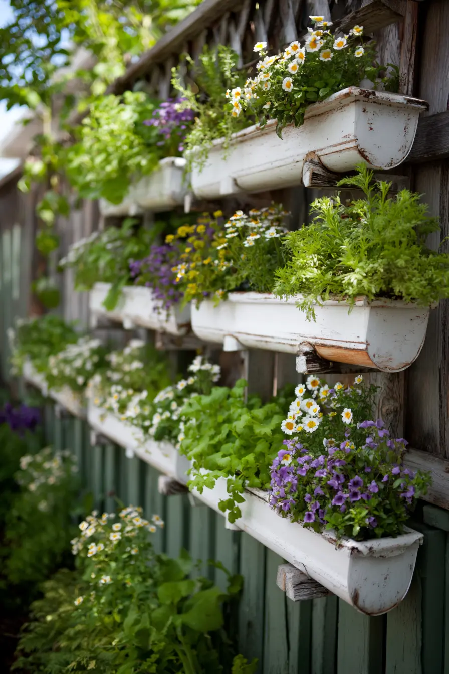 Hanging Rain Gutter Garden