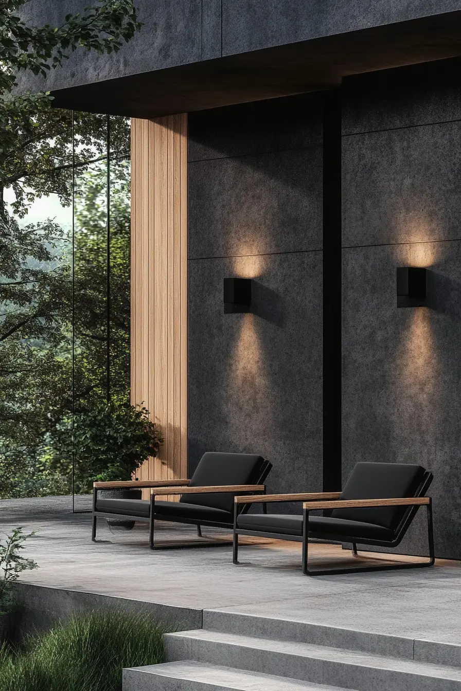 Minimalist Black & Wood Contrast