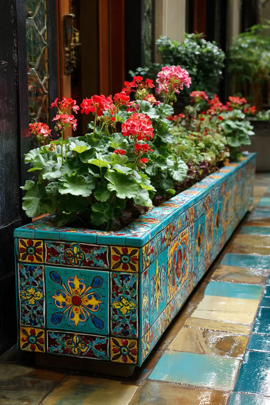 Mosaic Tile Planter Box
