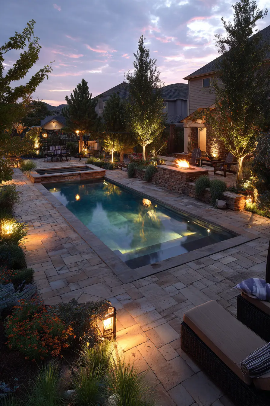 Contemporary Pool with LED Lighting